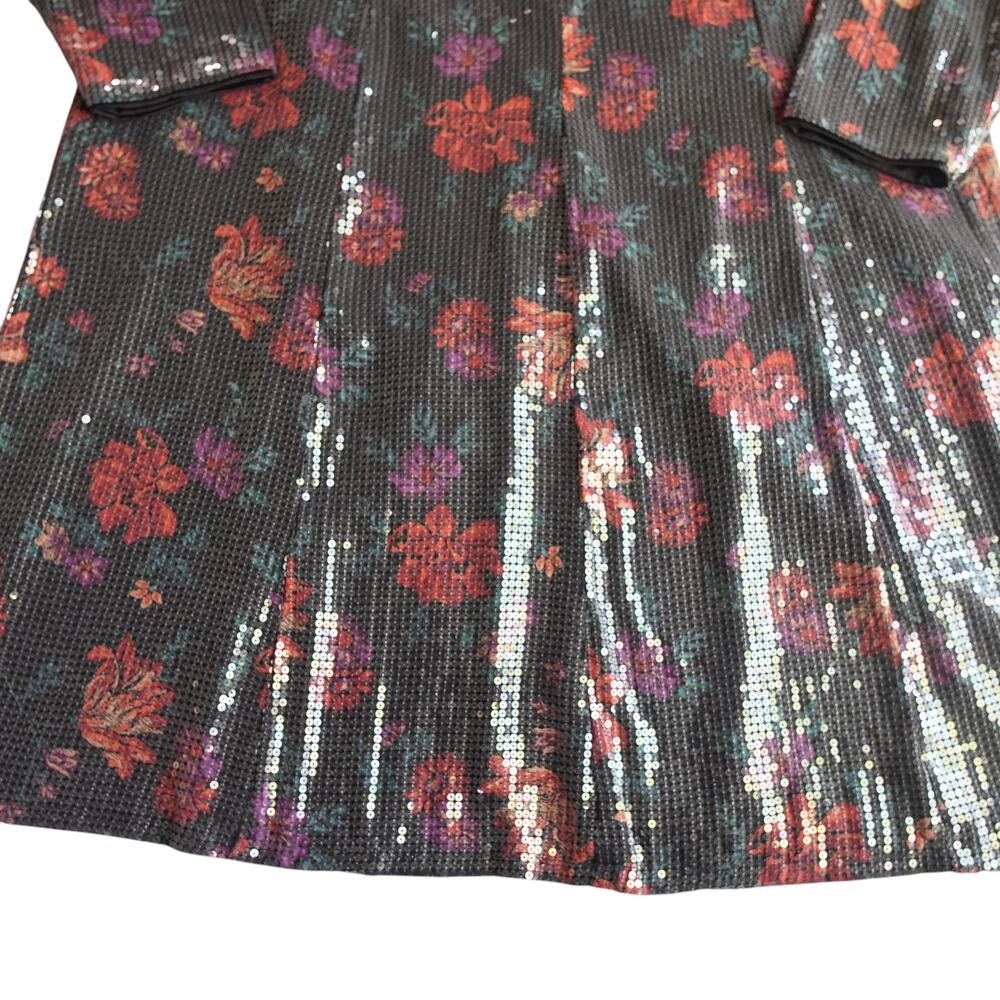 Torrid Black Floral Sequin Duster Jacket Kimono 2XL Date Night Glam - Picture 13 of 15
